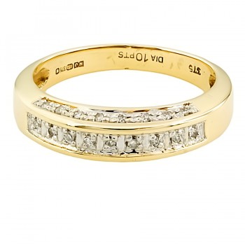 9ct gold Diamond Band Ring size M